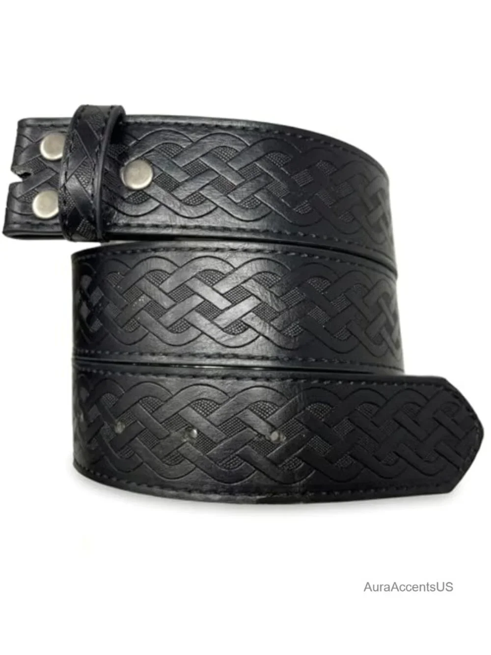 Celtic Knot Leather Belt Strap 1.5 Inch Interchangeable Snap Closure Men's